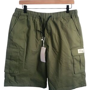 Woman's Olive Cargo Shorts Casual Elastic Waist Relaxed Fit